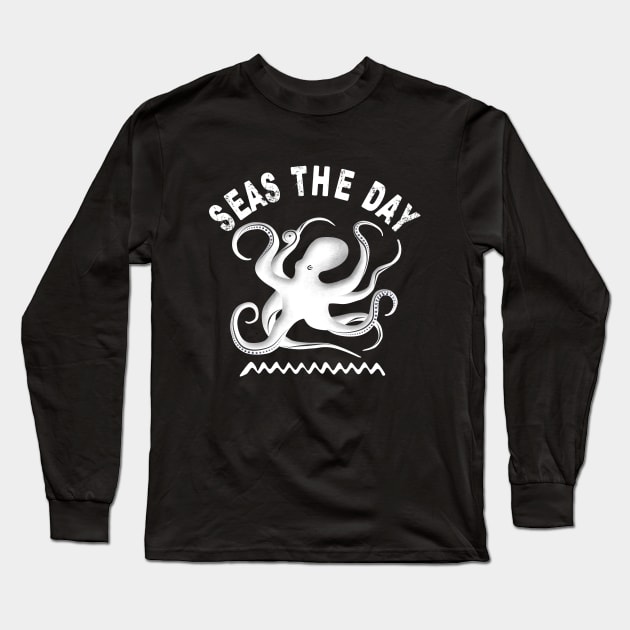 Seas The Day | Octopus Silhouette Long Sleeve T-Shirt by TMBTM